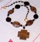 bronzite, black onyx,dalmatian jasper,necklace